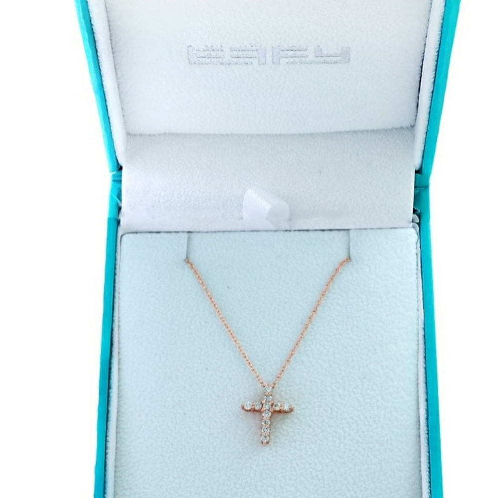 Effy Rose Gold Diamond Cross Necklace